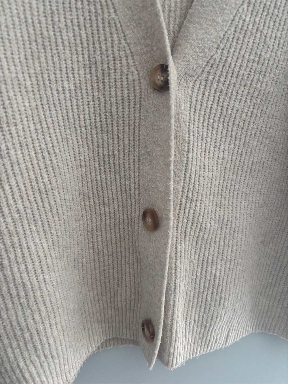 Altar'd State Cream Ribbed V-Neck Button Cardigan - Picture 2 of 6